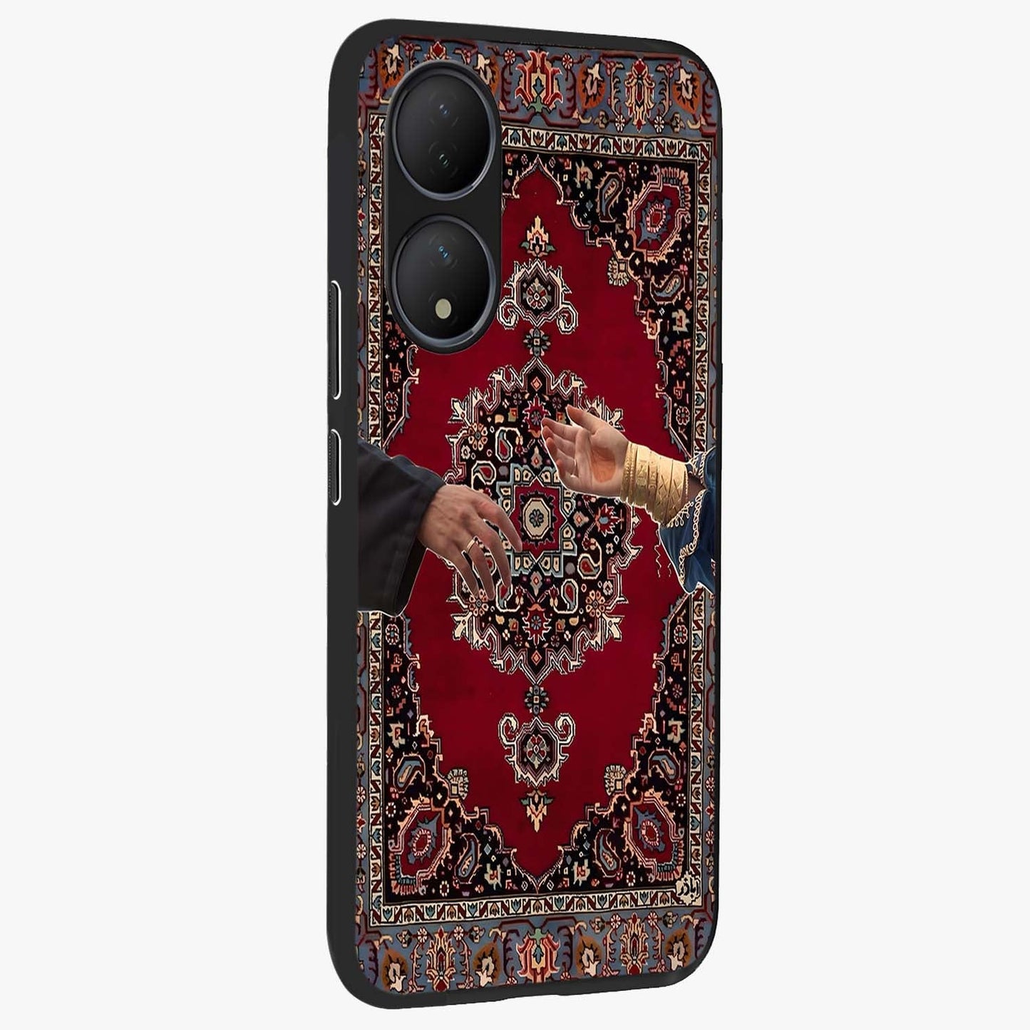 Royal Touch Reach Glass Case upright view showcasing stylish royal inspired artwork with graceful theme.