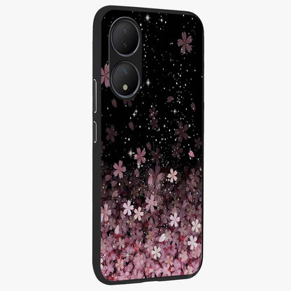 Small Starry Flowers Glass Case upright view showcasing charming floral artwork with dreamy starry theme.
