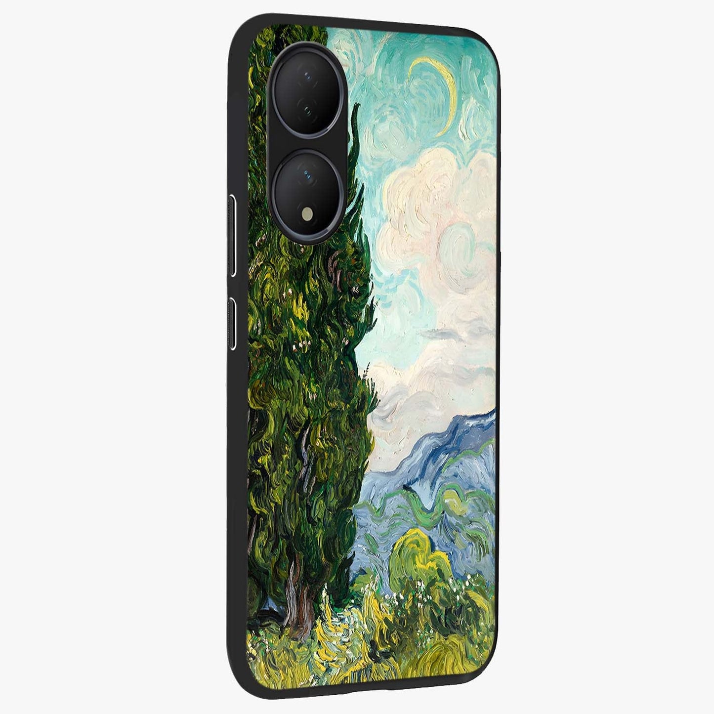Van Gogh Vintage Art Glass Case upright view showcasing elegant vintage painting artwork with artistic heritage theme.