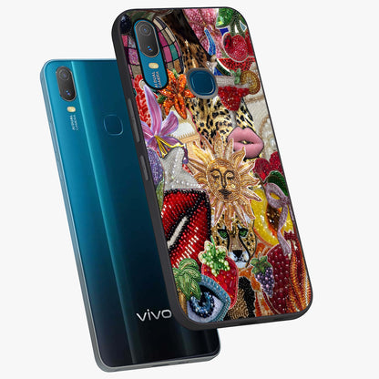 Beaded Fashion Jungle Glass Case displayed in angled mockup highlighting colorful fashion bead design and artistic pattern.