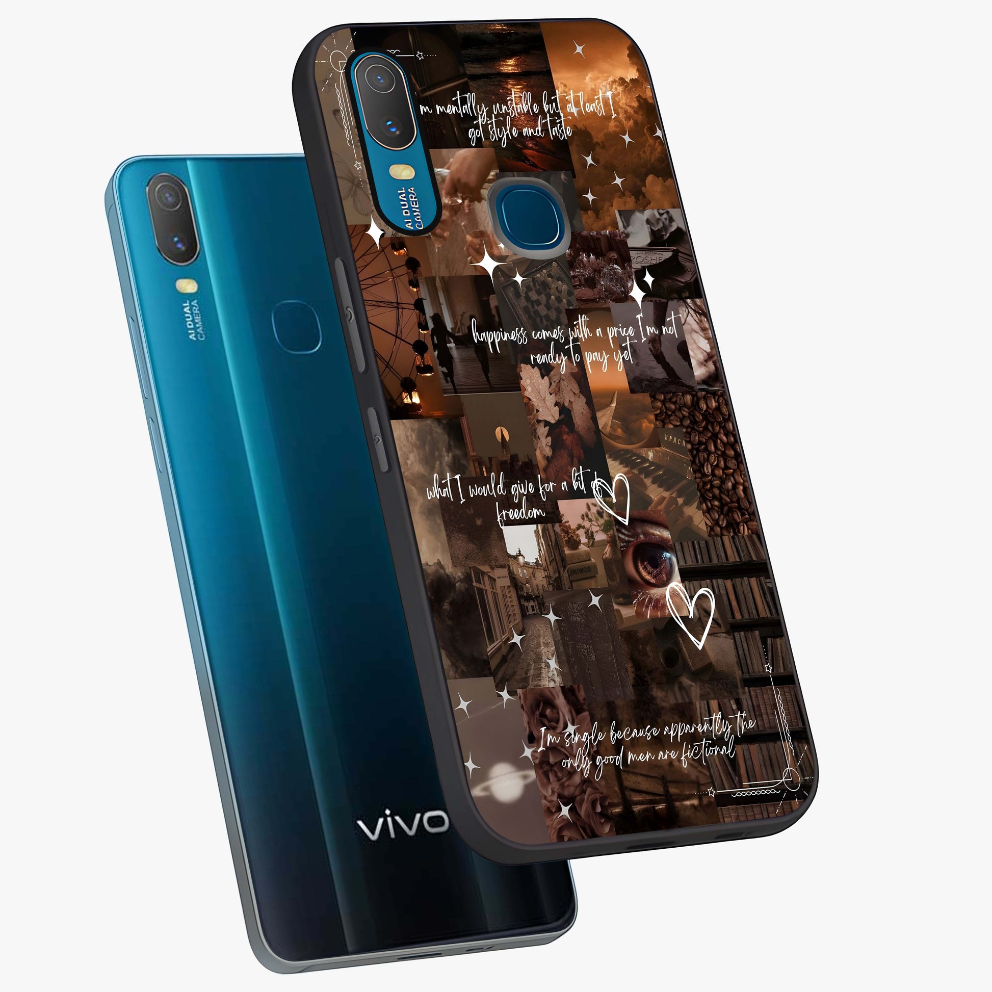 Bittersweet Aesthetic Chaos Glass Case displayed in angled mockup highlighting expressive abstract artwork and edgy aesthetic theme.