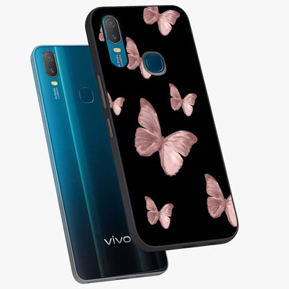 Butterfly Pattern Glass Case displayed in angled mockup highlighting delicate butterfly design and aesthetic pattern style.