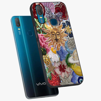 Celestial Floral and Playful Glass Case displayed in angled mockup highlighting playful floral design with dreamy celestial elements.
