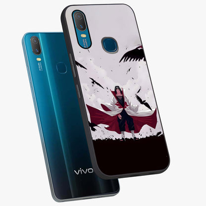 Crimson Crow Ascension Glass Case displayed in angled mockup highlighting powerful crow illustration with dark crimson aesthetic.