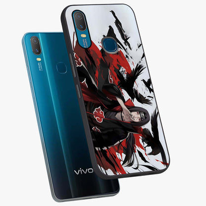 Crimson Crow Illusion Glass Case displayed in angled mockup highlighting mysterious crow graphic with dark aesthetic style.