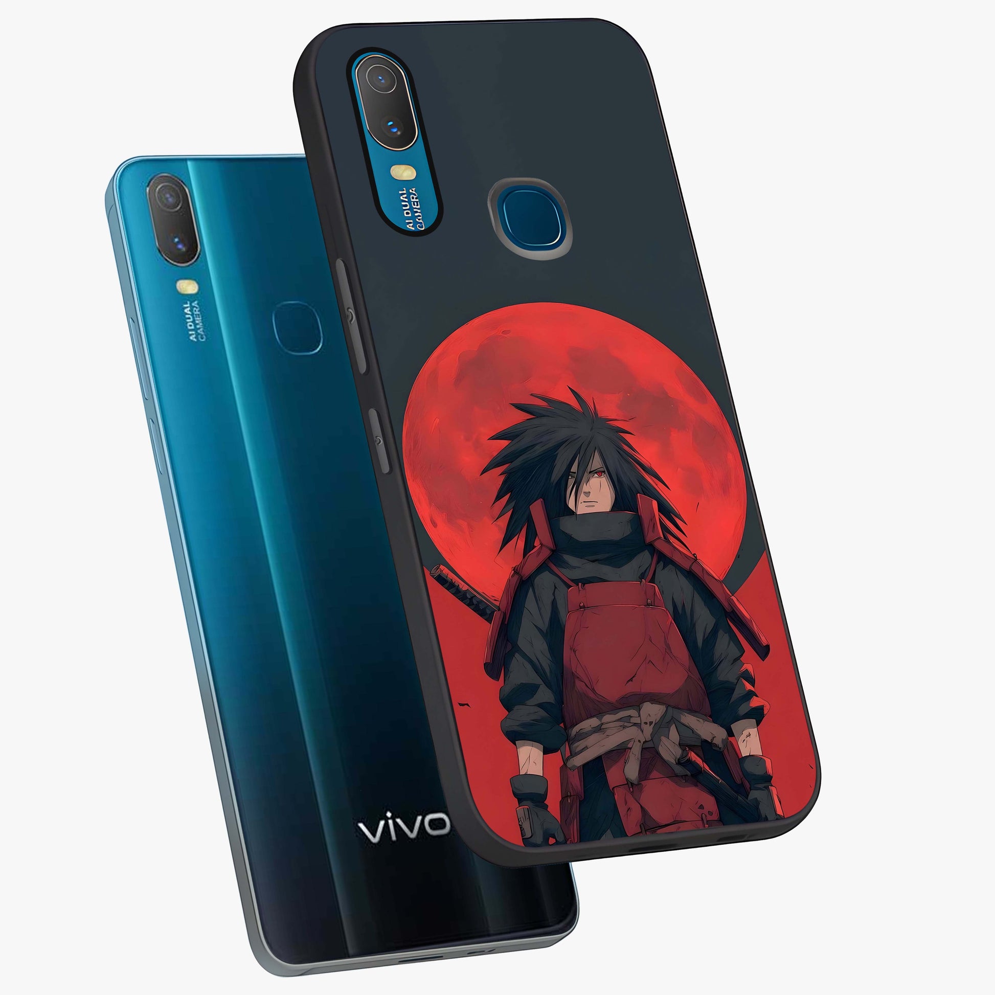 Crimson Moon Warlord Glass Case displayed in angled mockup highlighting dramatic crimson moon design with fantasy aesthetic.