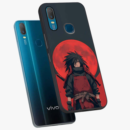 Crimson Moon Warlord Glass Case displayed in angled mockup highlighting dramatic crimson moon design with fantasy aesthetic.