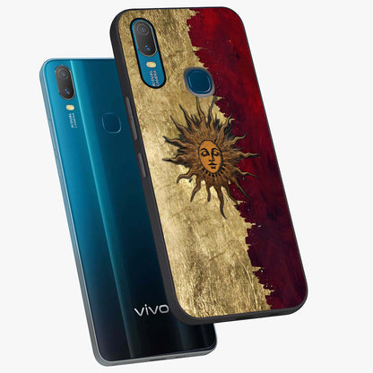 Crimson Sun Majesty Glass Case displayed in angled mockup highlighting majestic crimson sun design with bold aesthetic style.