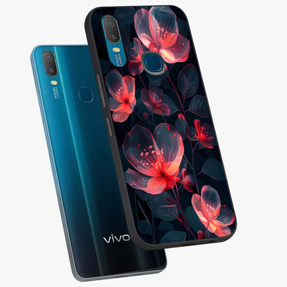 Dark Shade of Flower Glass Case displayed in angled mockup highlighting moody floral illustration with aesthetic dark tones.