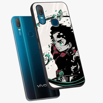 Demon Slayer Glass Case displayed in angled mockup highlighting dramatic anime character design with action aesthetic.