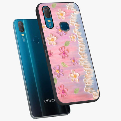 Dreamy Painted Garden Glass Case displayed in angled mockup highlighting colorful garden illustration with dreamy aesthetic style.