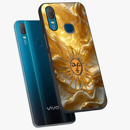 Eternal Golden Glow Glass Case displayed in angled mockup highlighting glowing golden aesthetic design with elegant style.
