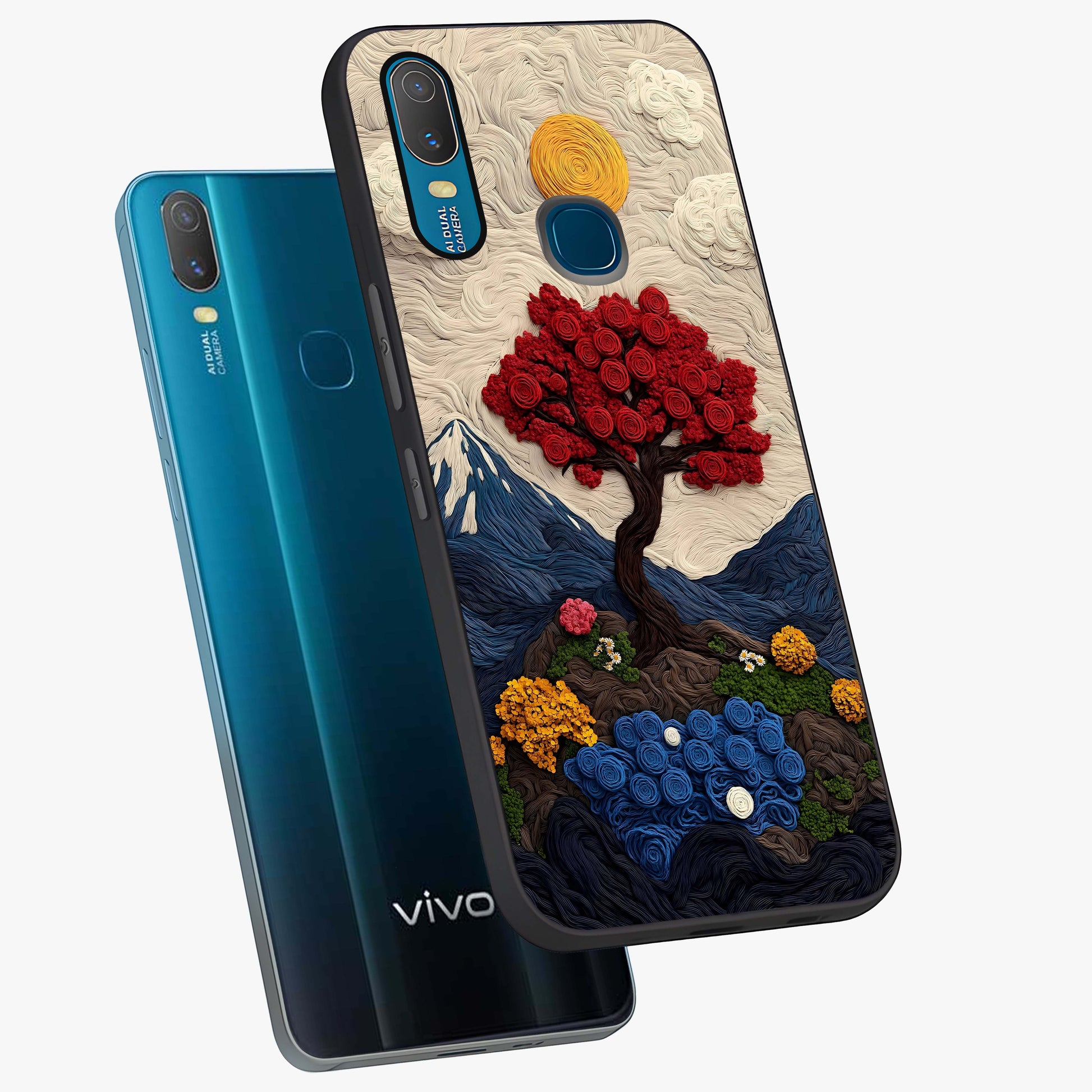 Eternal Nature Tapestry Glass Case displayed in angled mockup highlighting detailed botanical pattern with artistic aesthetic.