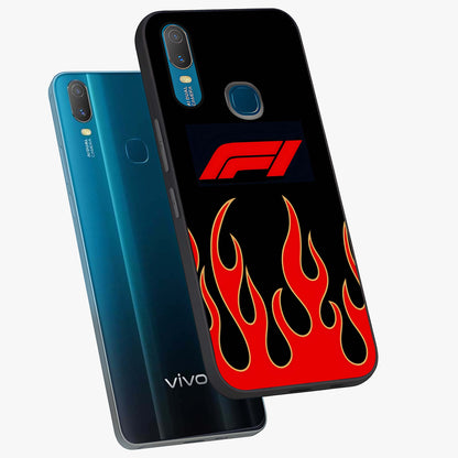 Fire F11 Glass Case displayed in angled mockup highlighting bold fire inspired graphic with energetic aesthetic style.