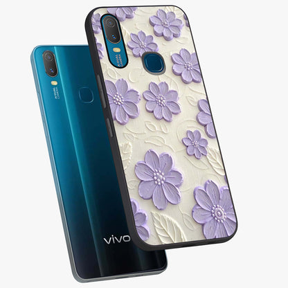 Floral Wall Art With Purple Flowers Glass Case displayed in angled mockup highlighting vibrant purple floral illustration with artistic aesthetic.