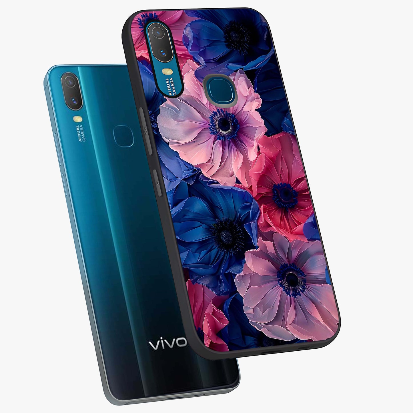 Flower Paper Art Pattern Glass Case displayed in angled mockup highlighting layered paper flower design with artistic aesthetic.
