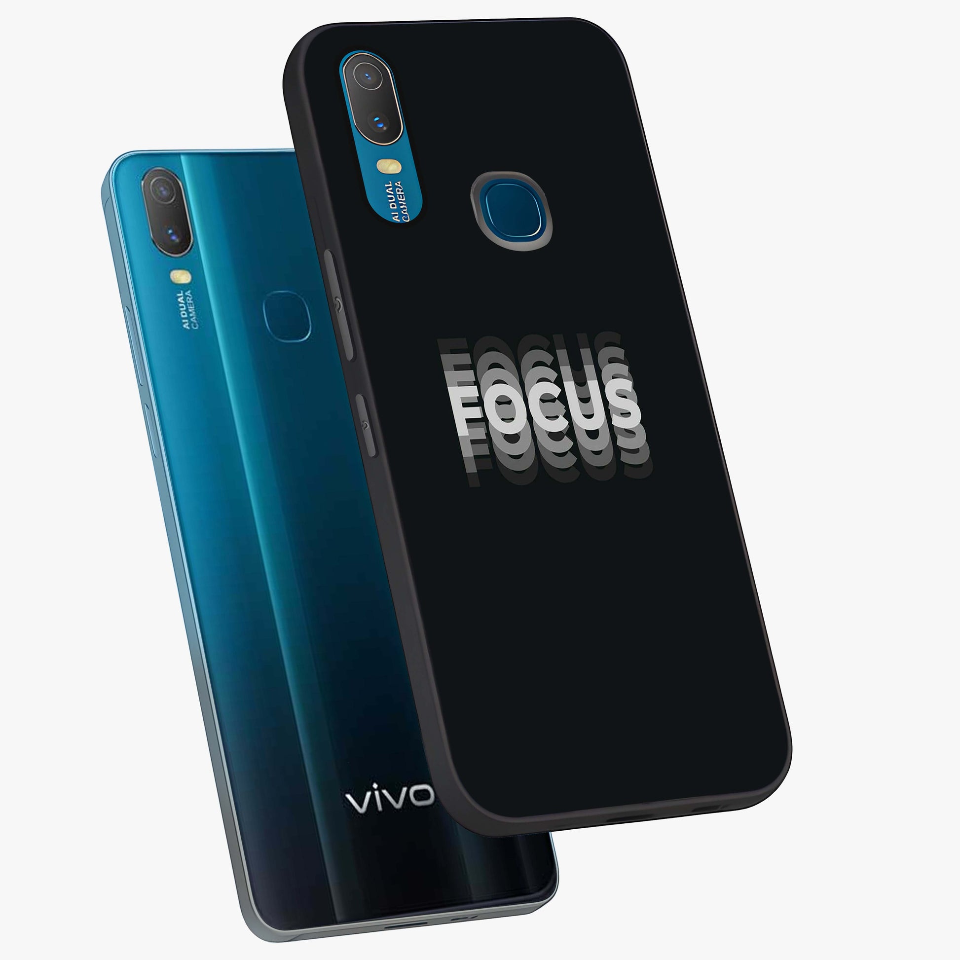 Focus Mode On Glass Case displayed in angled mockup highlighting clean minimal text artwork with modern aesthetic style.