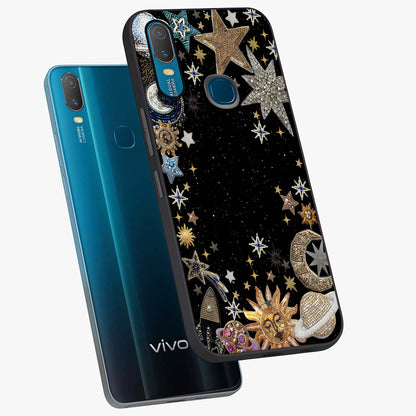 Galactic Jewel Stars Glass Case displayed in angled mockup highlighting shining celestial star design with cosmic aesthetic style.