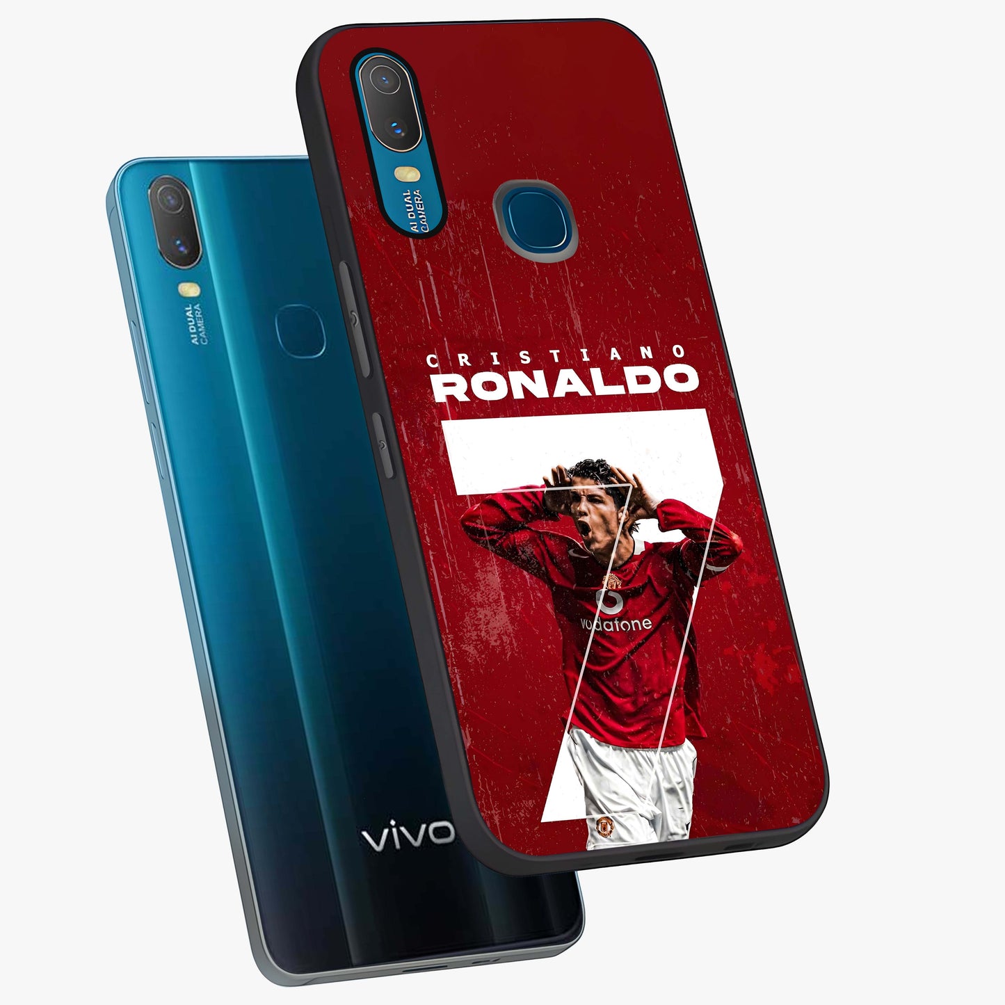 Goal Celebration Legacy Glass Case displayed in angled mockup highlighting energetic sports celebration design with bold athletic theme.