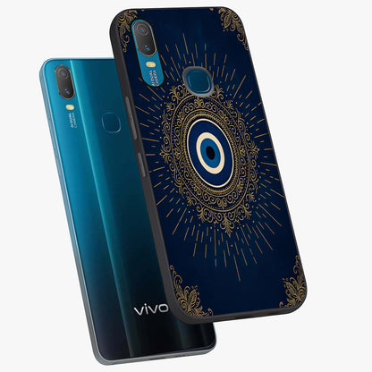 Golden Celestial Charm Glass Case displayed in angled mockup highlighting sparkling cosmic charm design with celestial aesthetic.