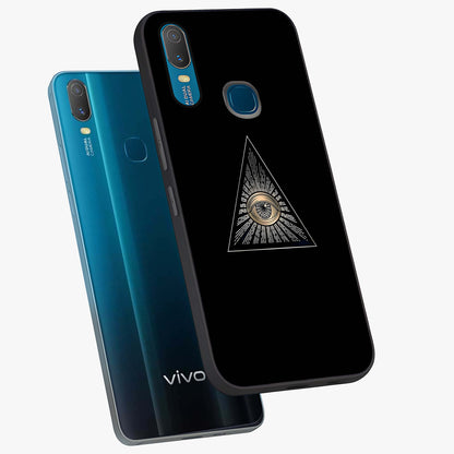 Illuminati Evil Glass Case displayed in angled mockup highlighting dark occult inspired design with bold aesthetic style.
