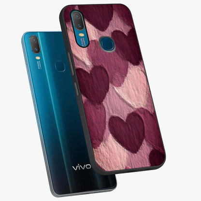 Layered Paper Hearts Glass Case displayed in angled mockup highlighting creative paper craft heart design with romantic aesthetic.