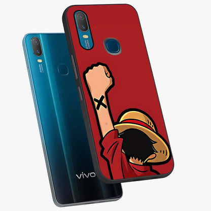 Luffy X Spirit Glass Case displayed in angled mockup highlighting powerful anime design with energetic action aesthetic.