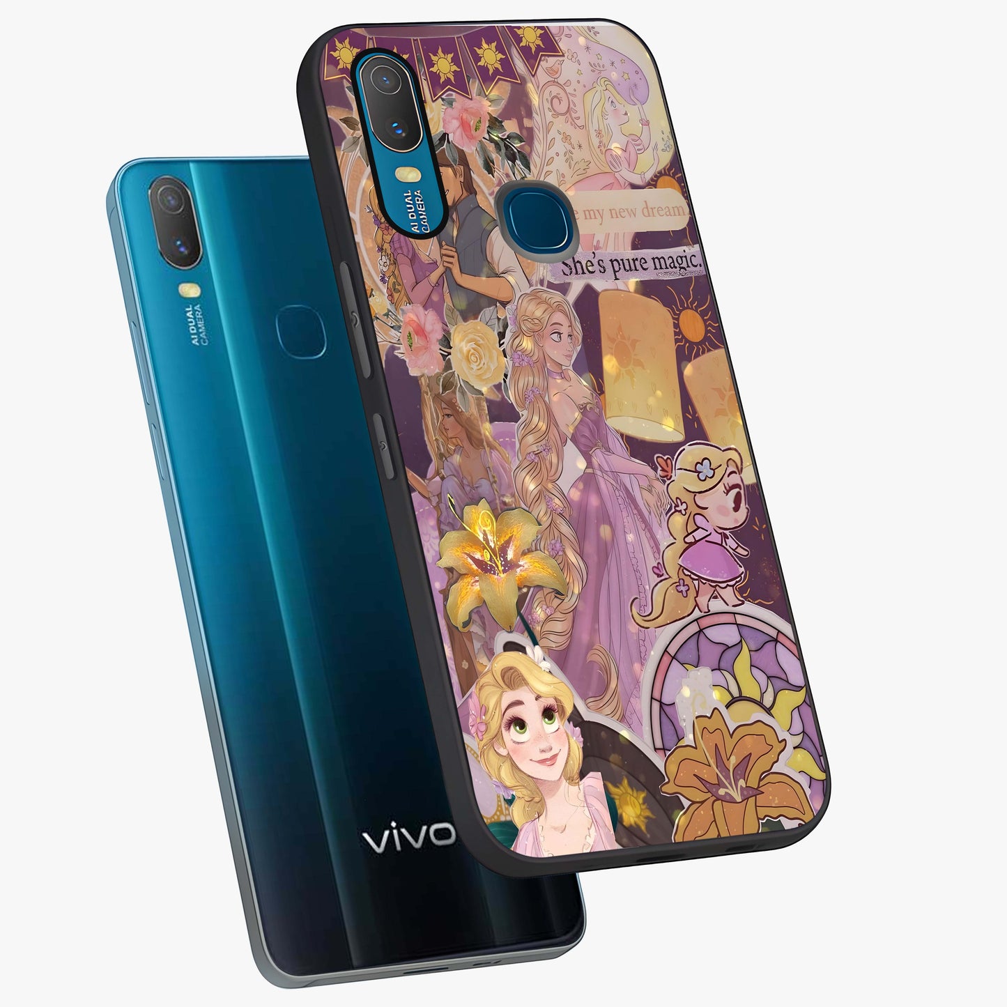 Magical Tangled Dream Glass Case displayed in angled mockup highlighting whimsical fantasy design with magical aesthetic.