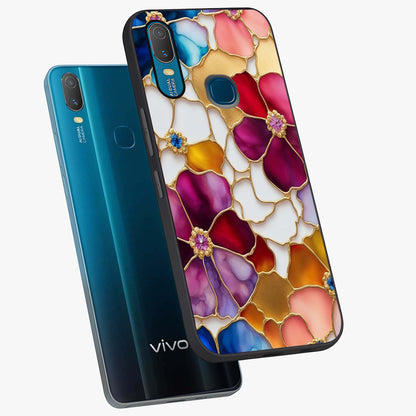 Marble Flower Pattern Glass Case displayed in angled mockup highlighting elegant marble floral design with modern aesthetic.