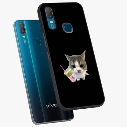 Matcha Cat Style Glass Case displayed in angled mockup highlighting playful feline design with pastel matcha aesthetic.