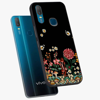 Midnight Bloom Pattern Glass Case displayed in angled mockup highlighting elegant flower design with midnight aesthetic style.
