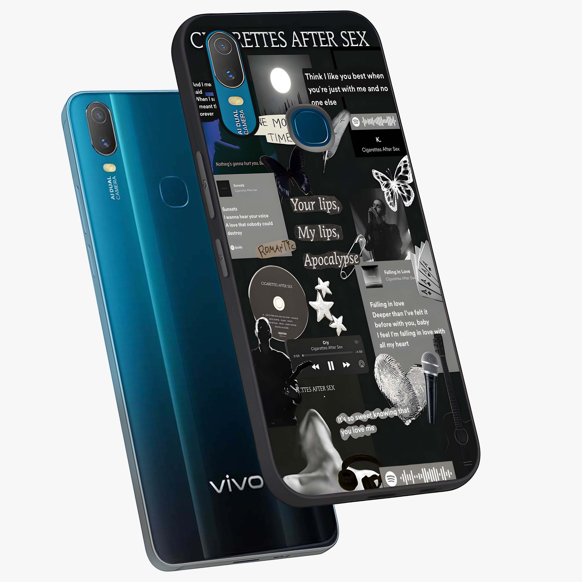 Midnight Love Echo Glass Case displayed in angled mockup highlighting elegant love inspired design with deep aesthetic style.