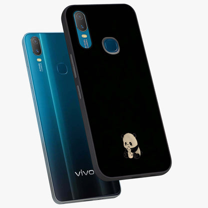 Midnight Panda Love Glass Case displayed in angled mockup highlighting adorable panda illustration with midnight aesthetic.