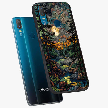 Moonlight Forest Dream Glass Case displayed in angled mockup highlighting dreamy forest design with glowing moon aesthetic.