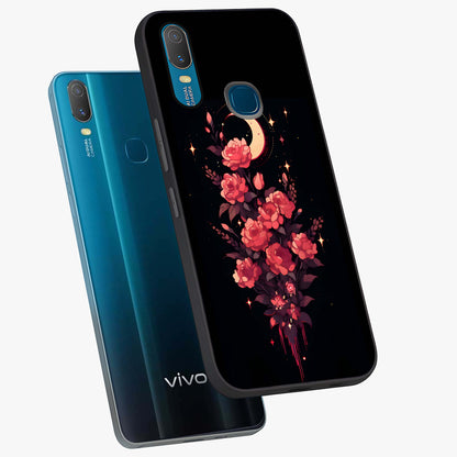 Moonlit Floral Elegance Glass Case displayed in angled mockup highlighting graceful flower design with soft moonlight aesthetic.