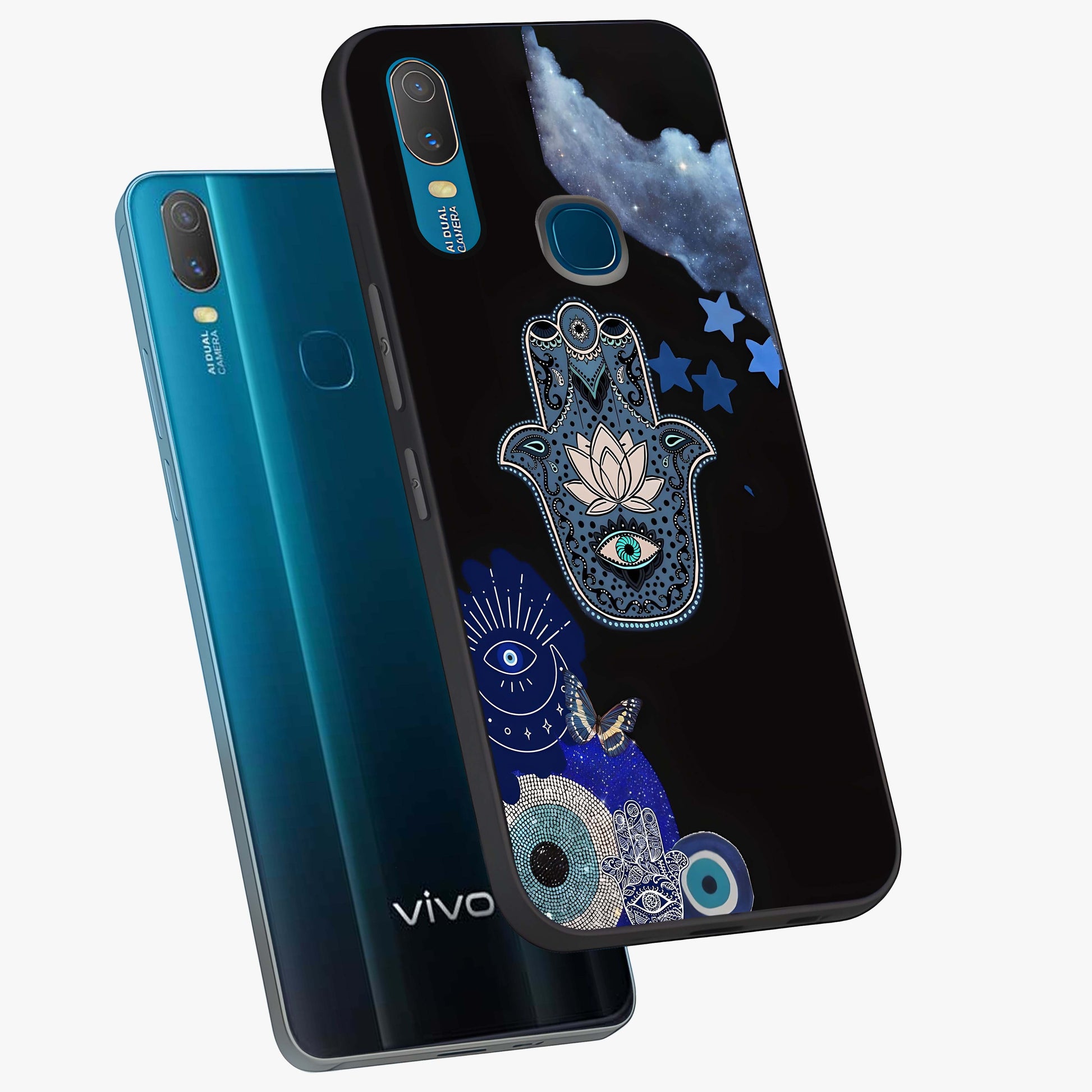 Mystic Hand Aura Glass Case displayed in angled mockup highlighting magical aura design with spiritual aesthetic style.