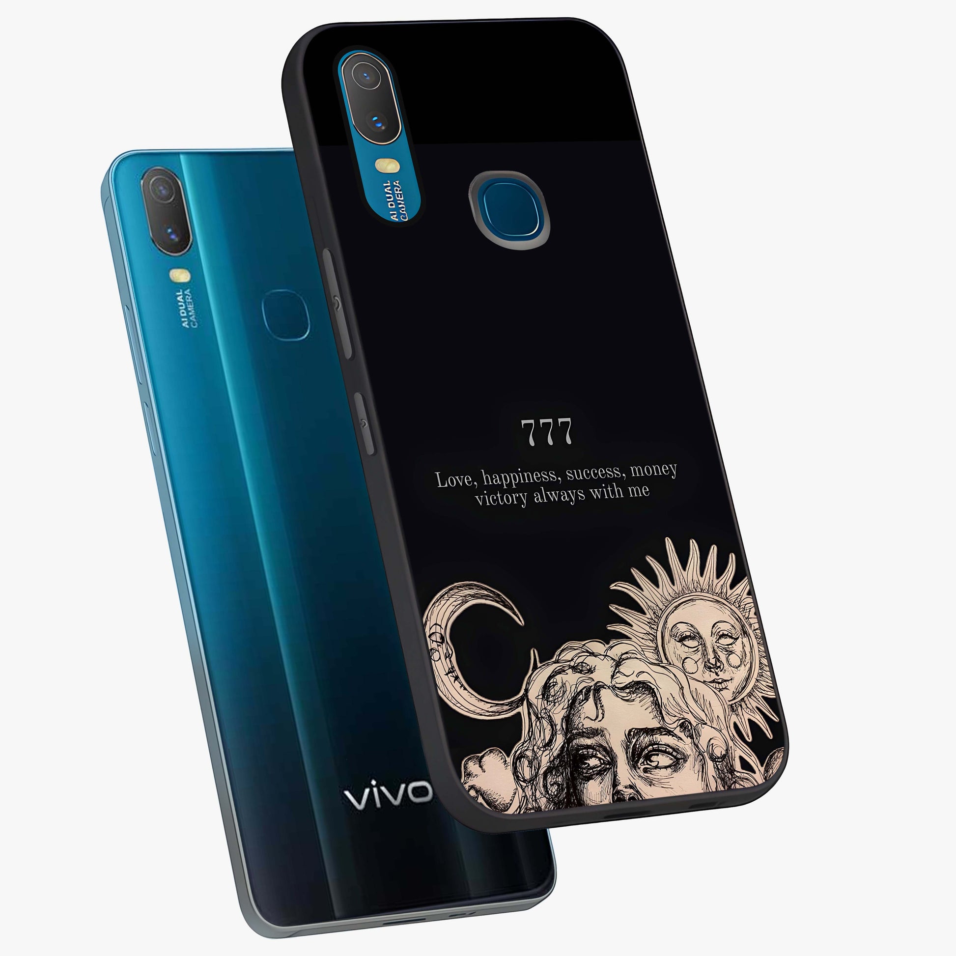 Mystic Victory Aura Glass Case displayed in angled mockup highlighting energetic aura design with bold mystical aesthetic.