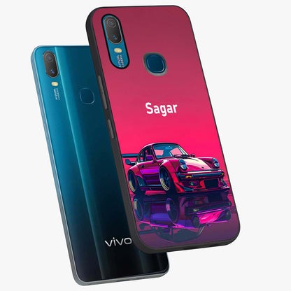Neon Pink Porsche Glass Case displayed in angled mockup highlighting sleek neon pink car design with racing aesthetic.