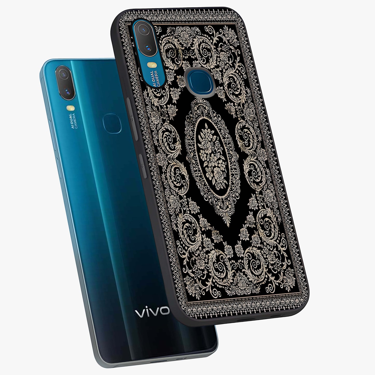 Noir Bloom Elegance Glass Case displayed in angled mockup highlighting refined flower design with stylish noir aesthetic.