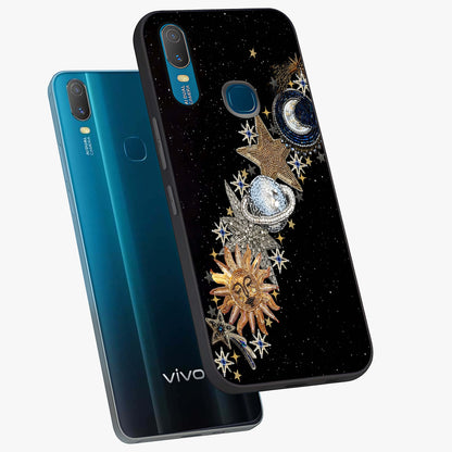 Pearls Universe Object Glass Case displayed in angled mockup highlighting celestial pearl design with dreamy aesthetic.