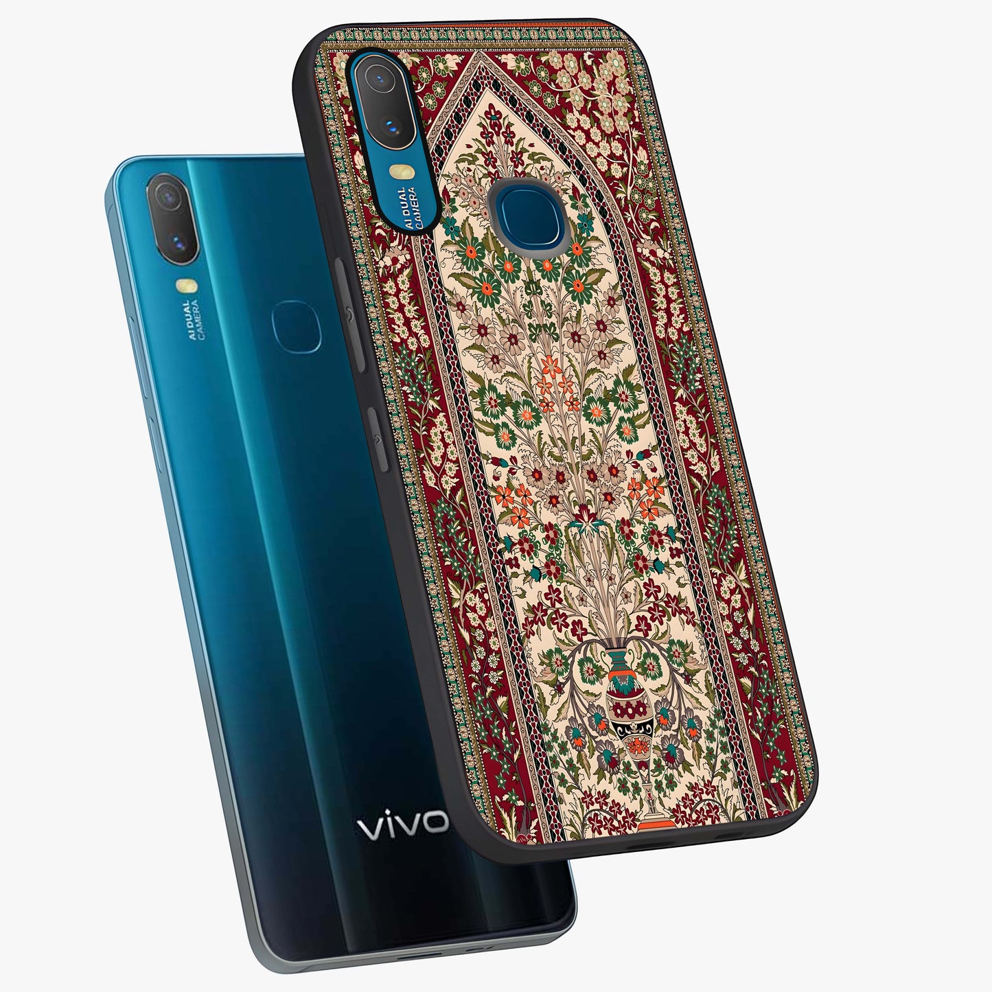 Persian Inspired Glass Case displayed in angled mockup highlighting intricate traditional design with elegant cultural aesthetic.