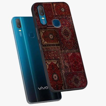 Persian Velvet Tale Glass Case displayed in angled mockup highlighting ornate textile inspired design with royal aesthetic.