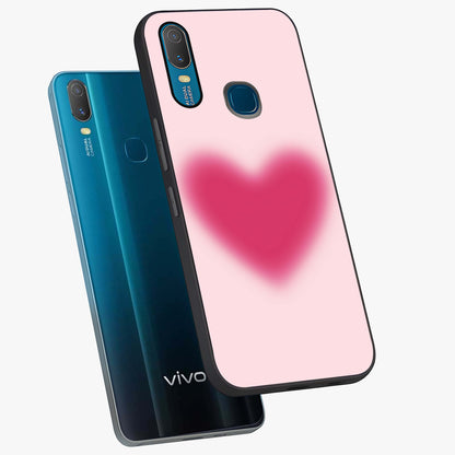 Pink Aura Heart Glass Case displayed in angled mockup highlighting vibrant pink heart design with dreamy aura aesthetic.