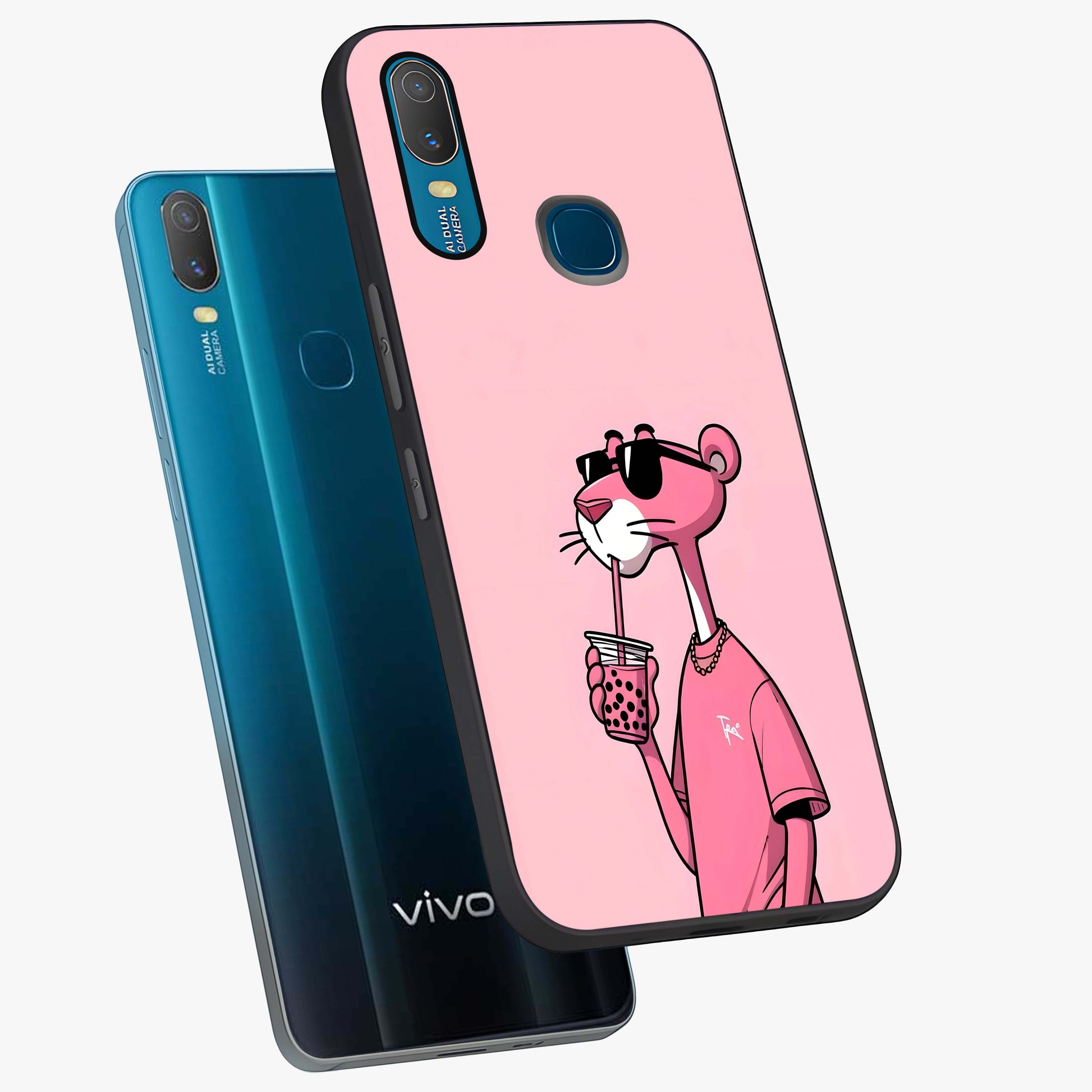 Pink Panther Glass Case displayed in angled mockup highlighting playful cartoon character design with vibrant pink aesthetic.