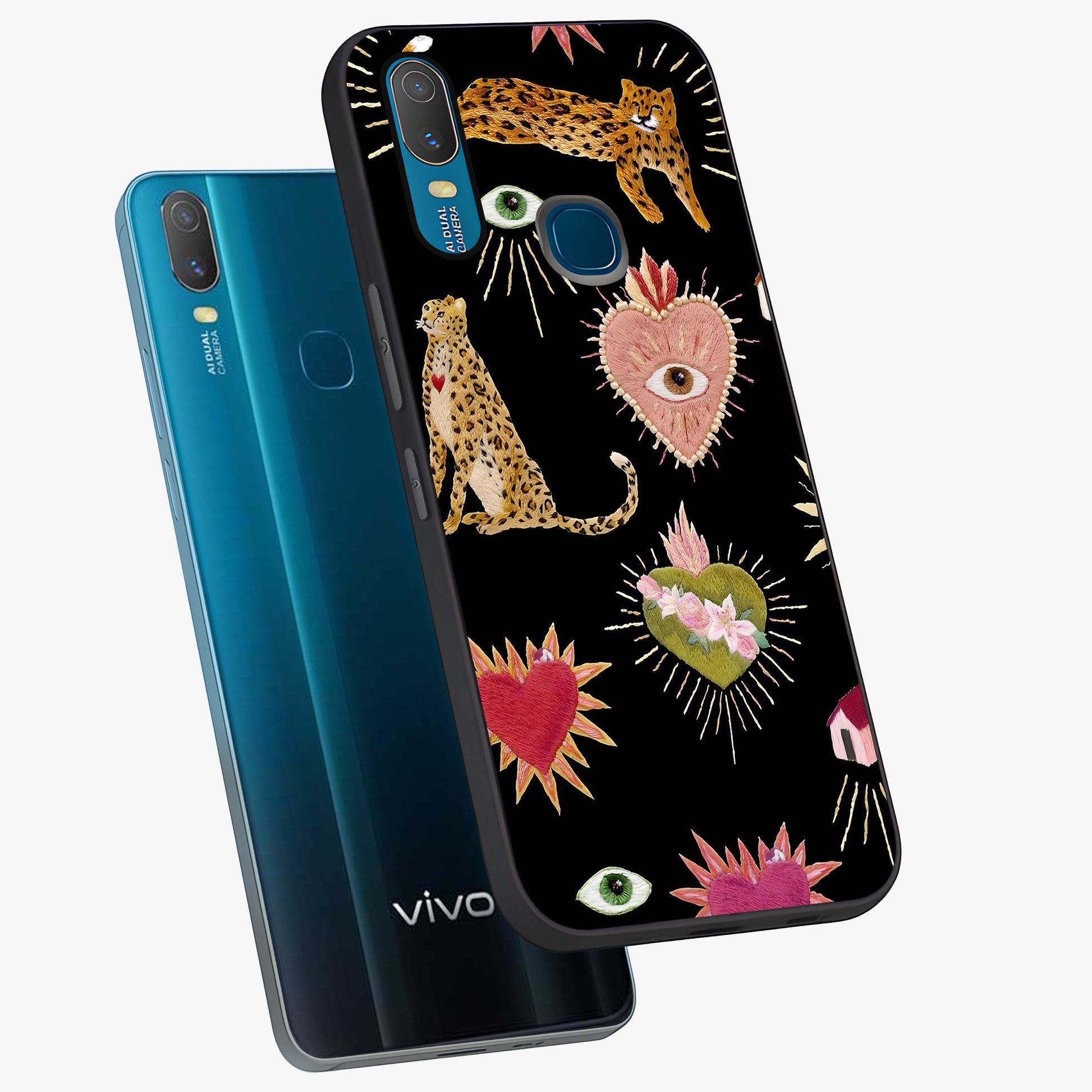 Sacred Jungle Heart Glass Case displayed in angled mockup highlighting lush tropical design with natural aesthetic style.