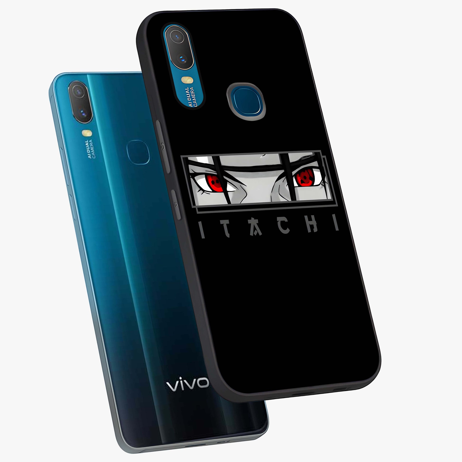 Scarlet Gaze Dominance Glass Case displayed in angled mockup highlighting intense visual design with bold scarlet aesthetic.