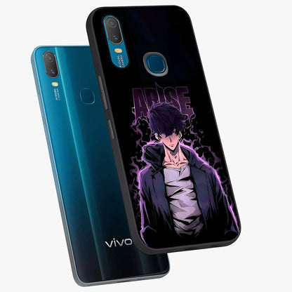 Shadow Monarch Awakening Glass Case displayed in angled mockup highlighting dramatic shadow warrior design with fantasy aesthetic.