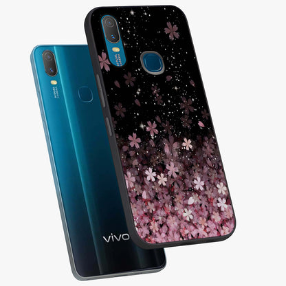 Small Starry Flowers Glass Case displayed in angled mockup highlighting tiny flower pattern with celestial aesthetic style.