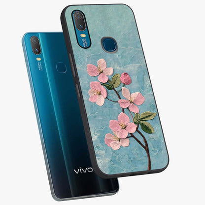 Threaded Blossom Breeze Glass Case displayed in angled mockup highlighting elegant floral design with soft aesthetic style.