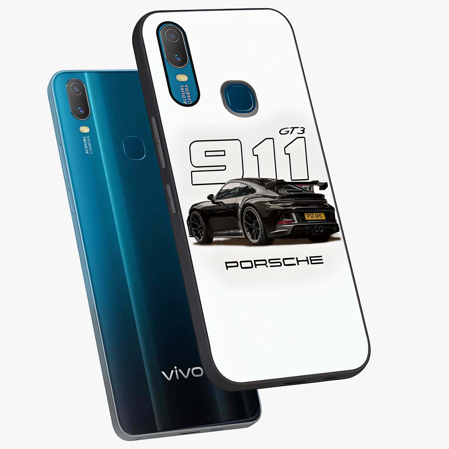 Turbo Legacy Icon Glass Case displayed in angled mockup highlighting dynamic automotive design with performance aesthetic.